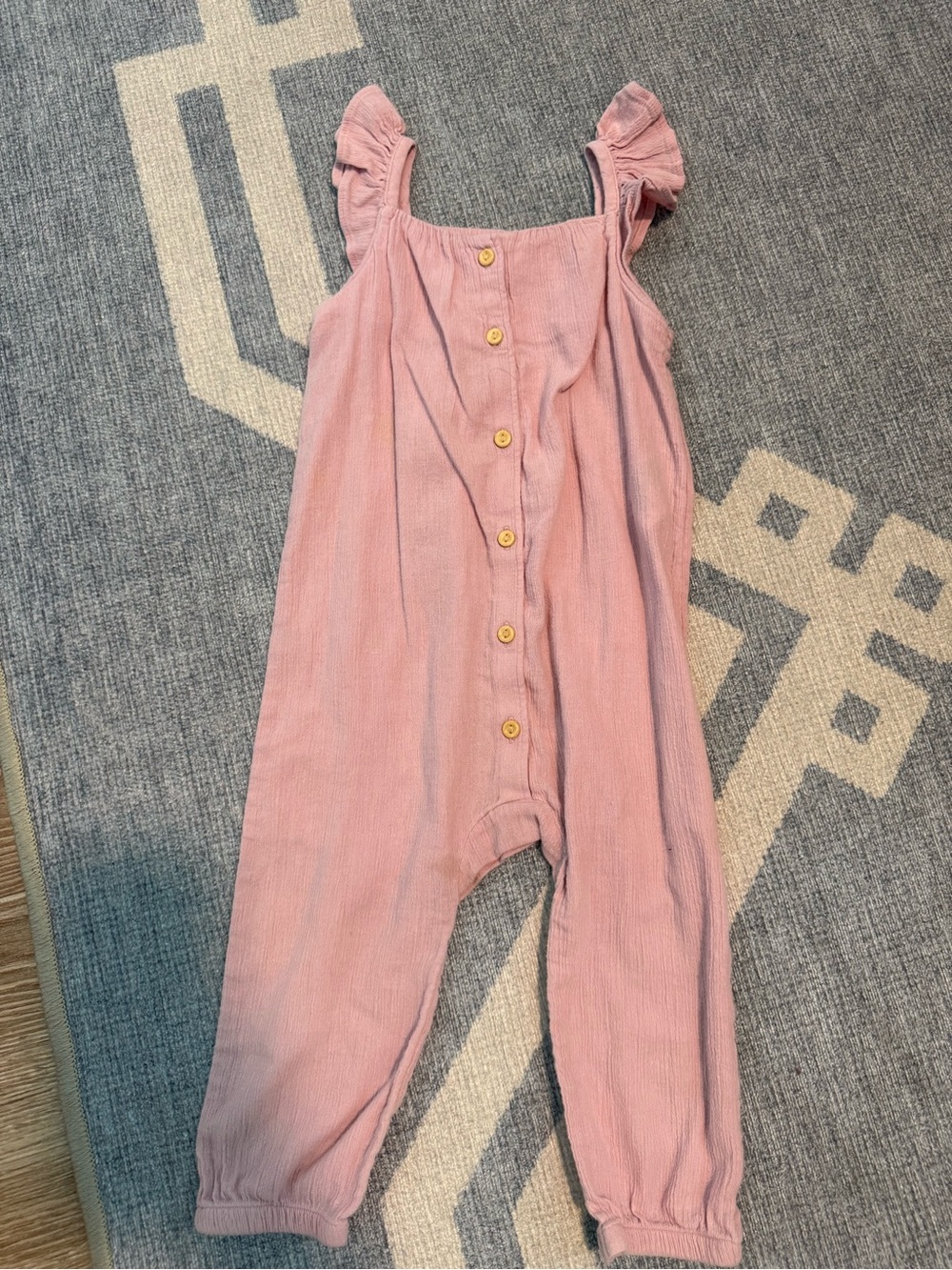 H&M Pink Girls' Button-Front Romper - Soft Sleeveless Kids Bottoms 18 months